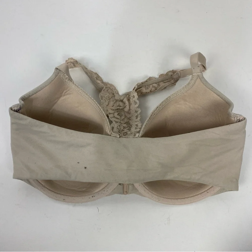Victoria's Secret Lined Demi Racerback Lace Underwire Bra Tan Nude